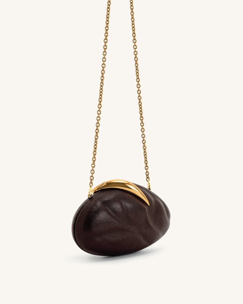 Kaya Irregular Oval Clutch - Dark Brown - Image 2