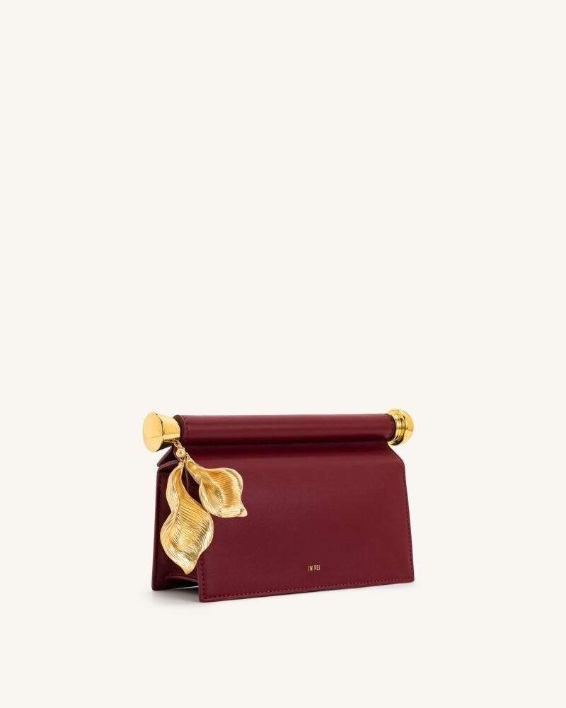 Holly Metal Pendant Embellished Clutch - Claret - Image 2