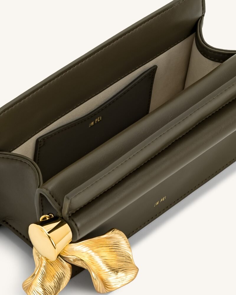 Holly Metal Pendant Embellished Clutch - Dark Olive - Image 4