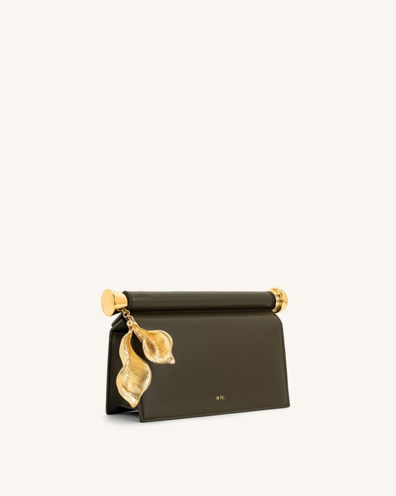 Holly Metal Pendant Embellished Clutch - Dark Olive - Image 2