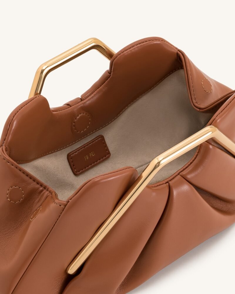 Lila Metal Frame Clutch - Brown - Image 4