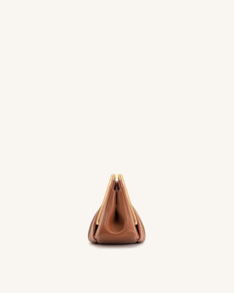 Lila Metal Frame Clutch - Brown - Image 3