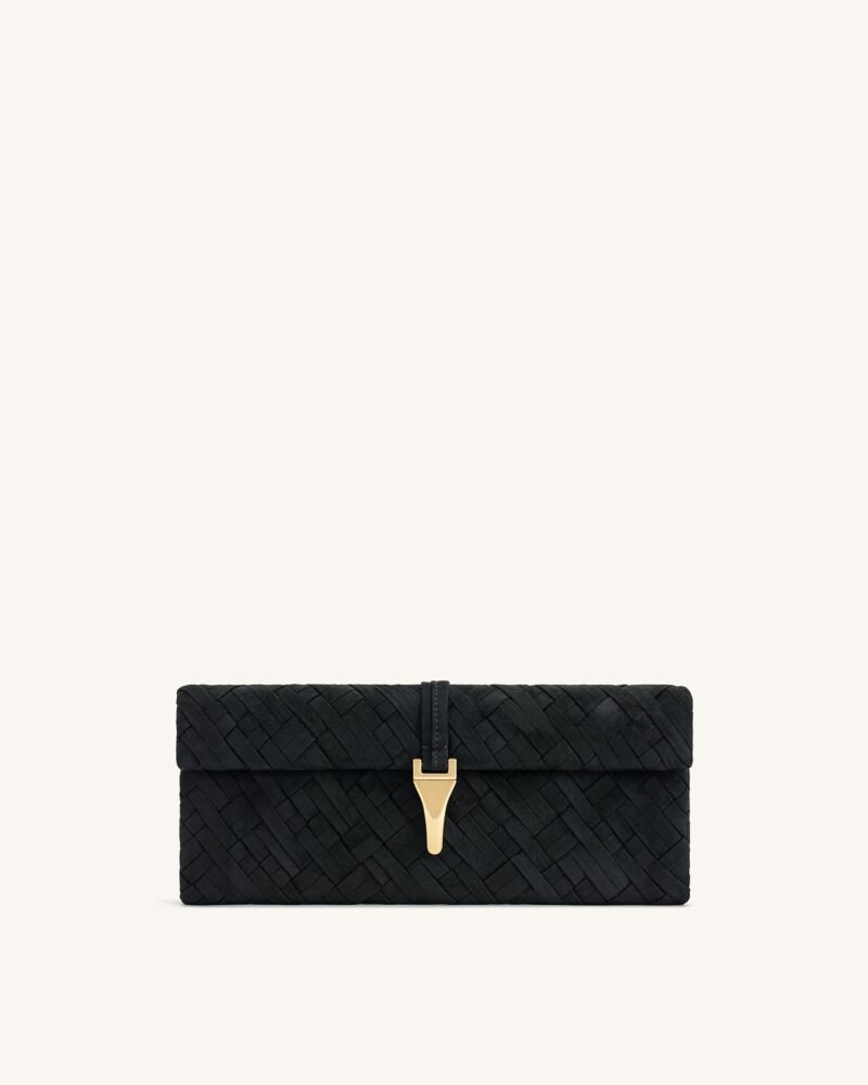 Zaria Woven Clutch - Black - Image 1