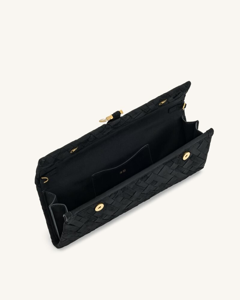 Zaria Woven Clutch - Black - Image 4