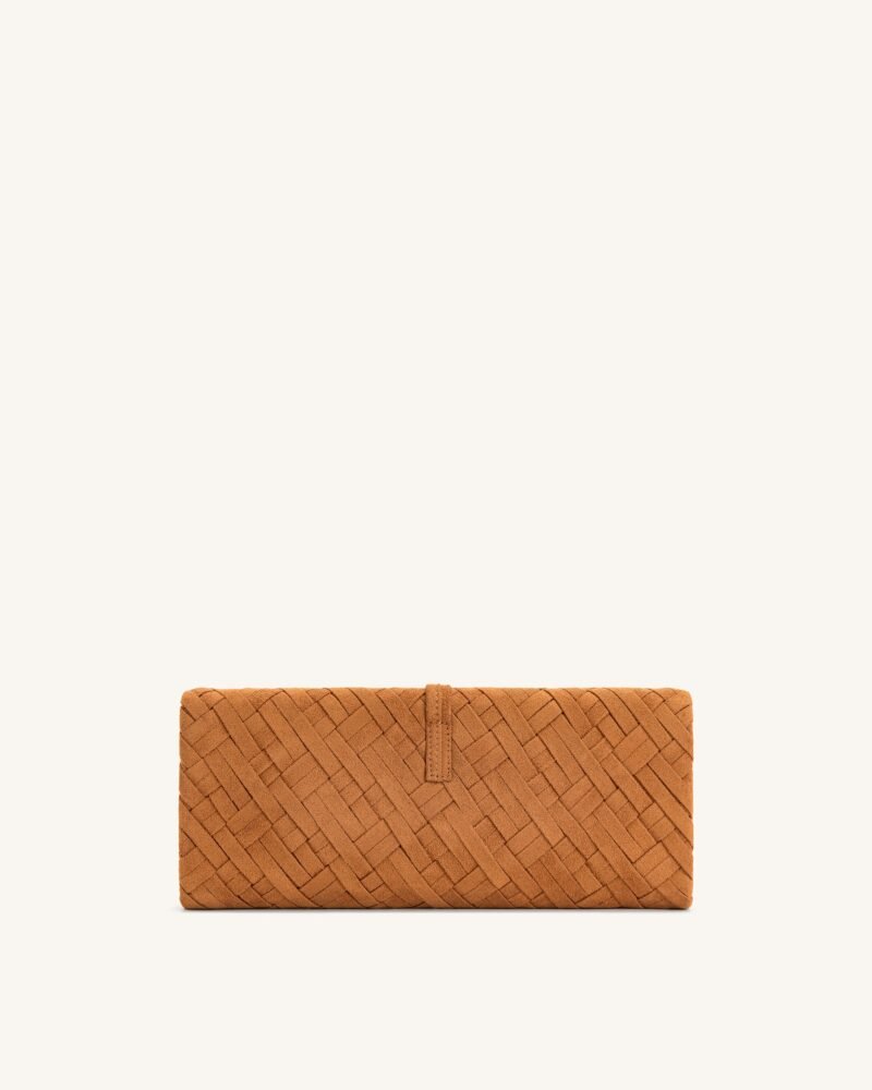 Zaria Woven Clutch - Brown - Image 3