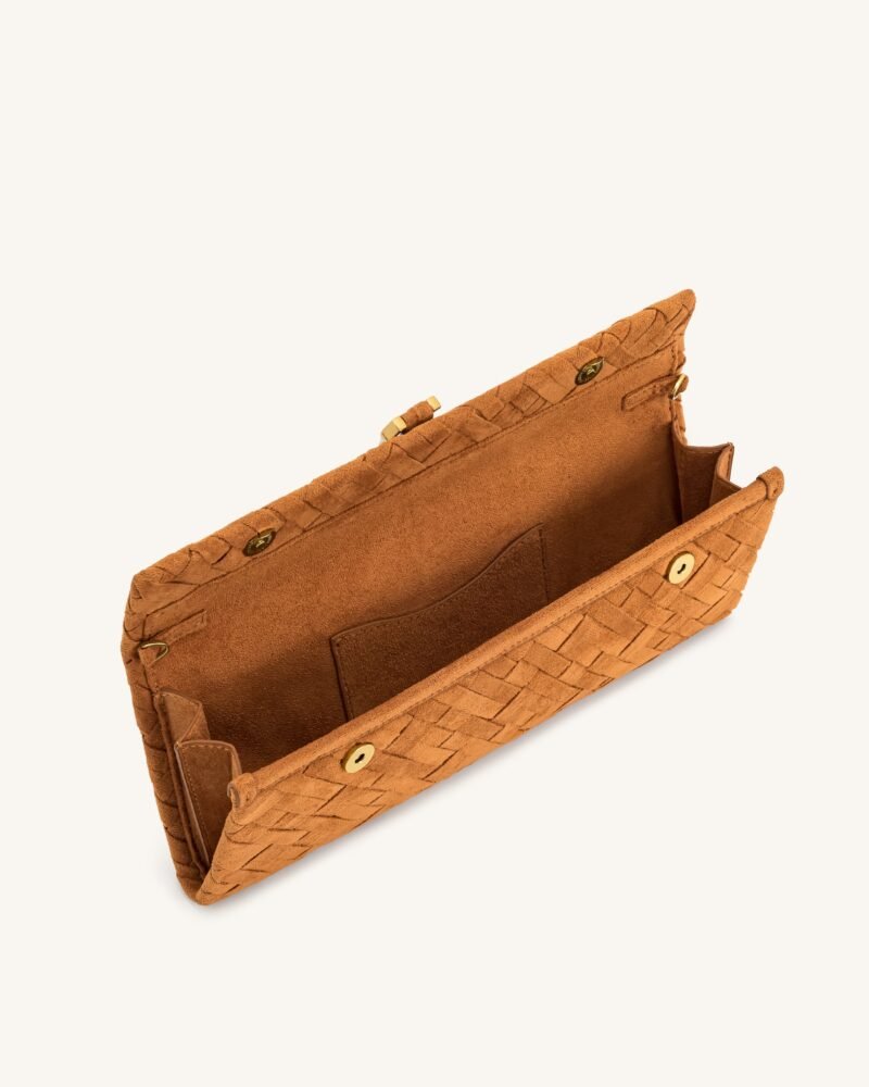 Zaria Woven Clutch - Brown - Image 4