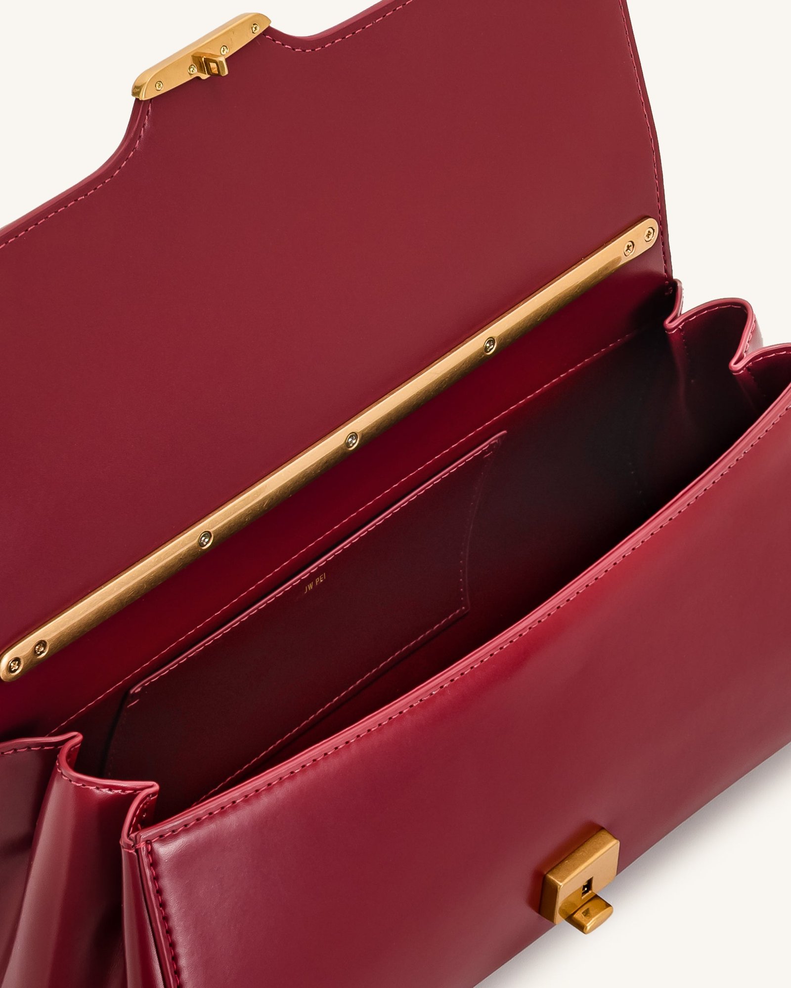 7C66-4-INSIDE Eloise Shoulder Bag - Burgundy - Image 4