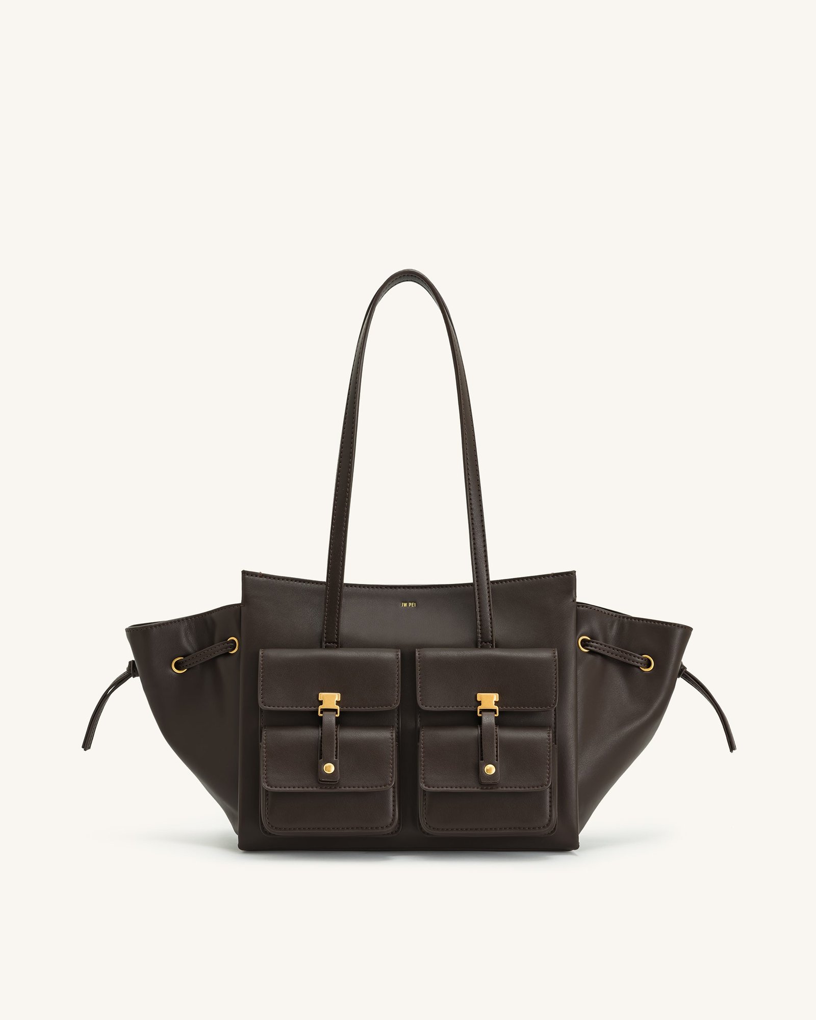 8T001-1-FRONT_ae51f701-a673-4d9a-bce4-94af38326696 Linda Tote Bag - Dark Brown - Image 1