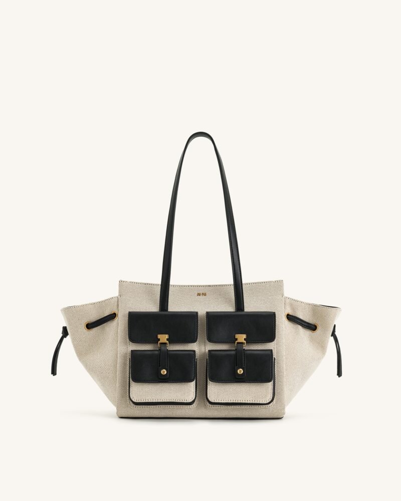 Linda Tote Bag - Black Canvas - Image 1