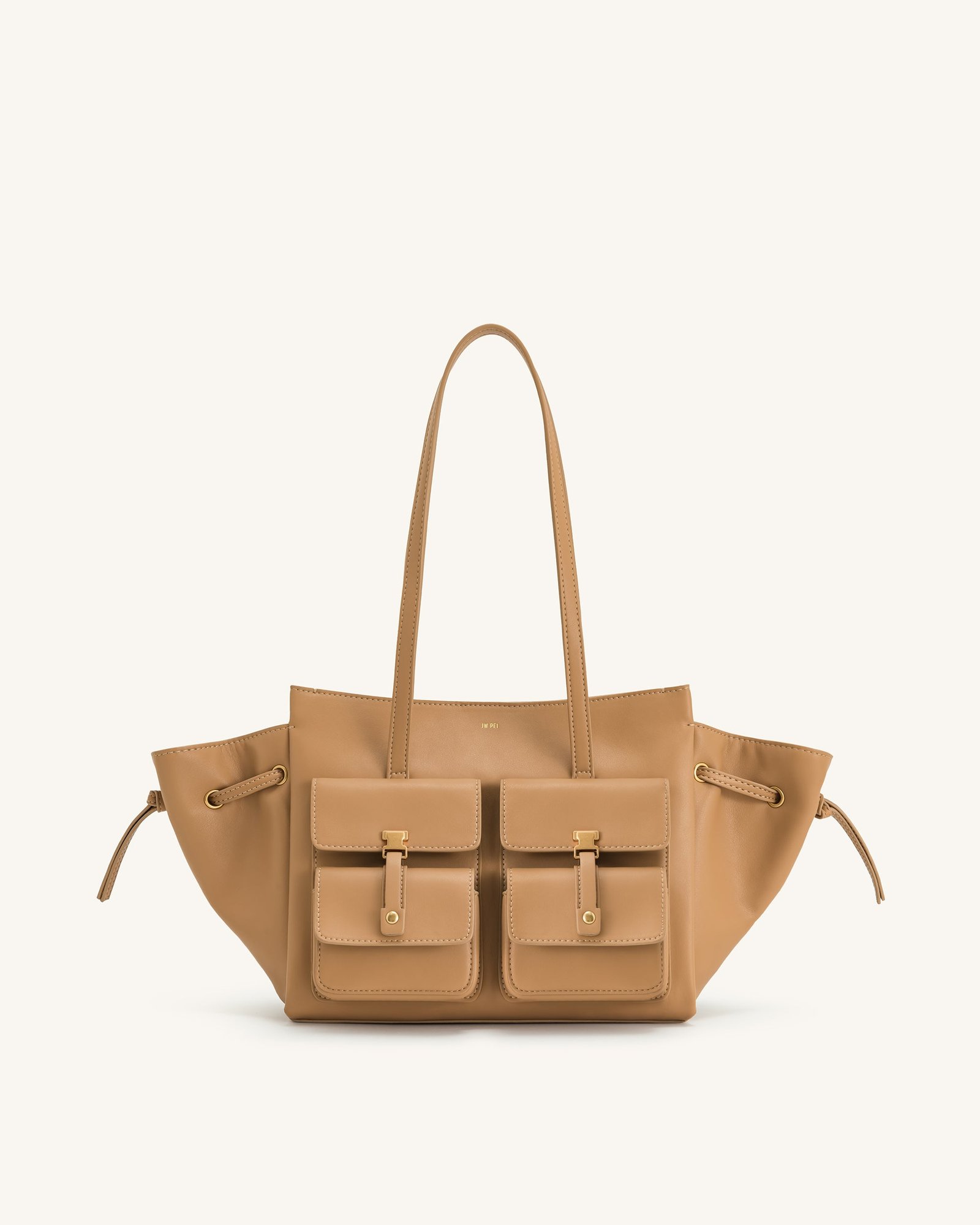 8T001-3-FRONT_897eeb10-e306-4781-949b-6196a6fb5691 Linda Tote Bag - Latte Color - Image 1