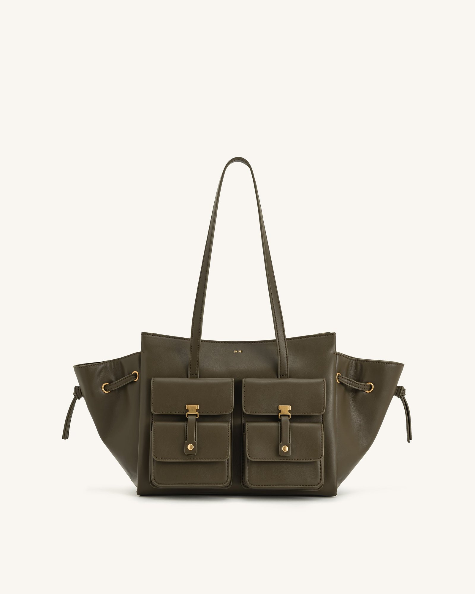 8T001-7-FRONT Linda Tote Bag - Dark Olive - Image 1