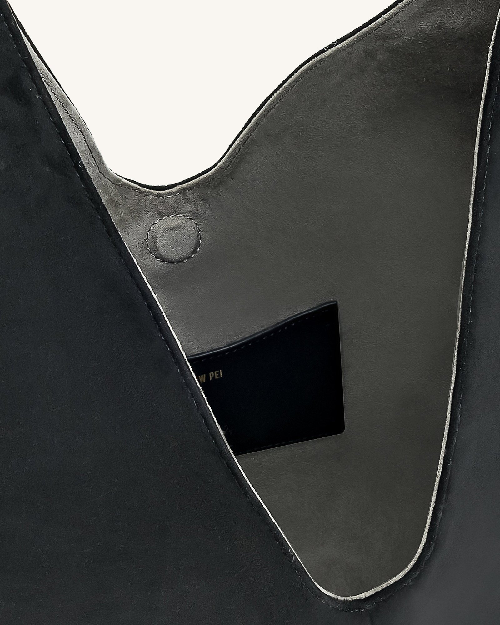 8T009-1-INSIDE Dara Faux Suede Hobo Bag - Black - Image 4