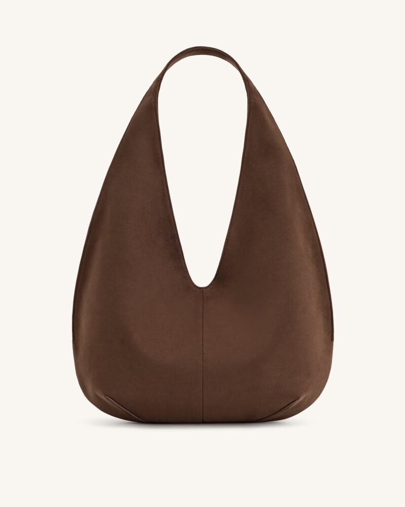 Dara Faux Suede Hobo Bag - Mocha Brown - Image 1