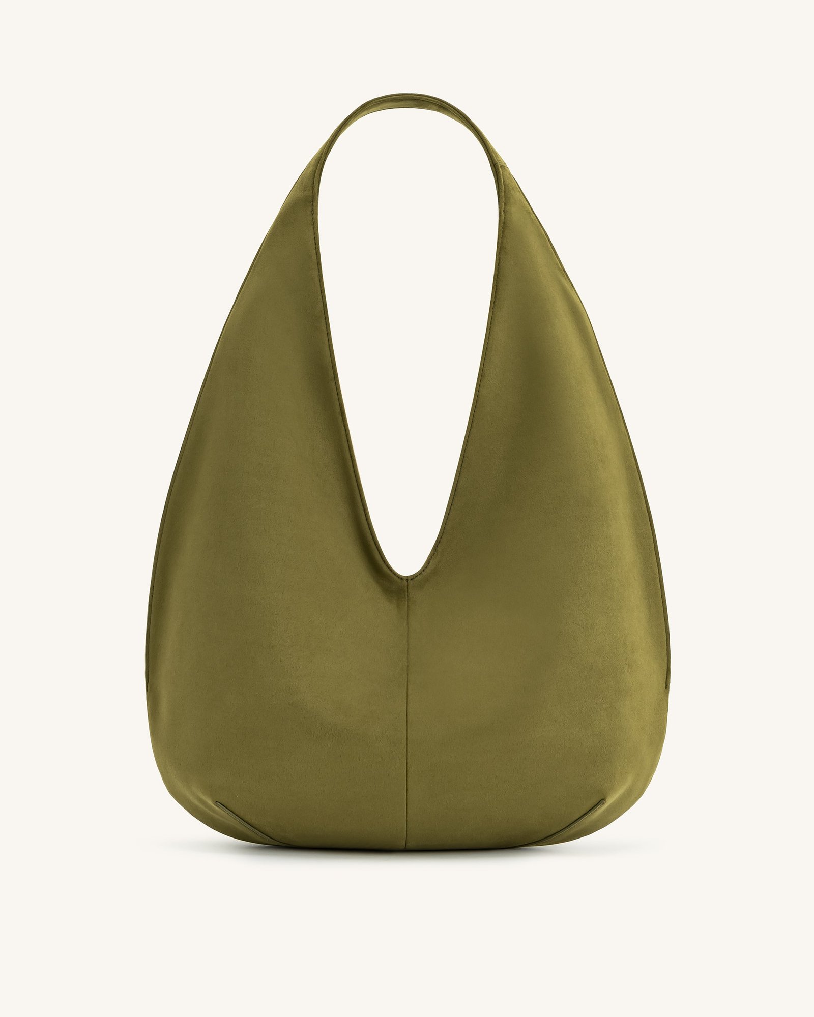 8T009-7-FRONT_b743f6a0-44df-4867-92a5-91b8a231aea3 Dara Faux Suede Hobo Bag - Dark Olive - Image 1