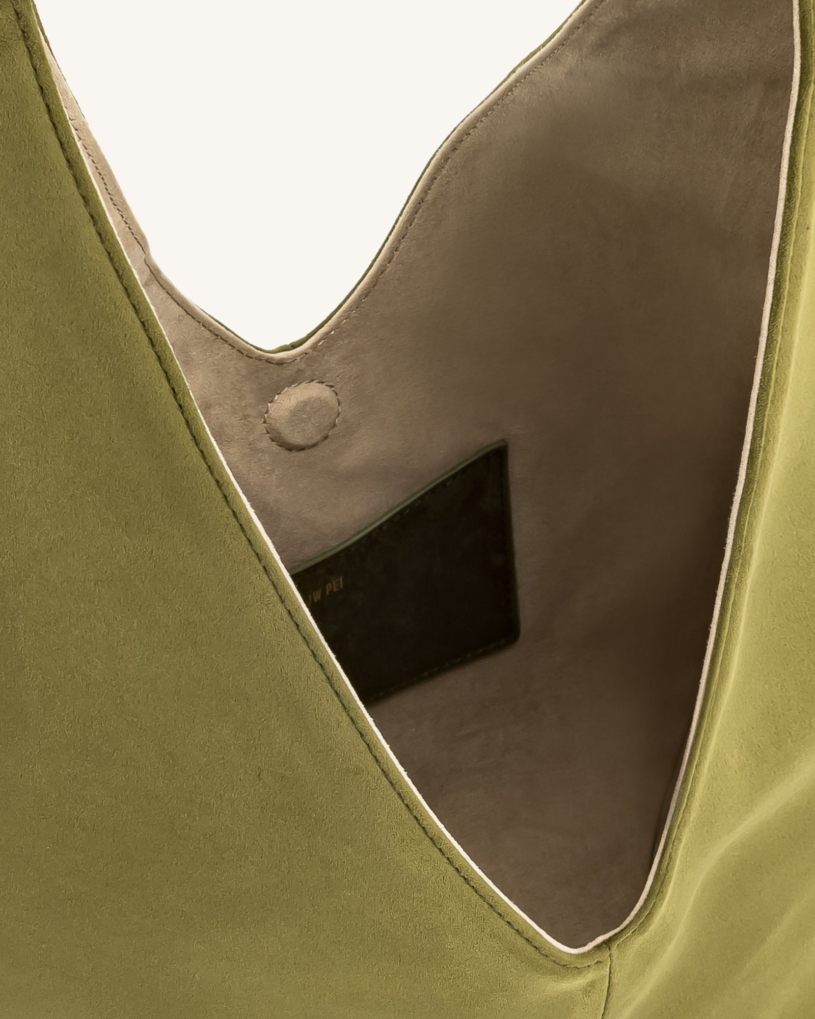8T009-7-INSIDE Dara Faux Suede Hobo Bag - Dark Olive - Image 4