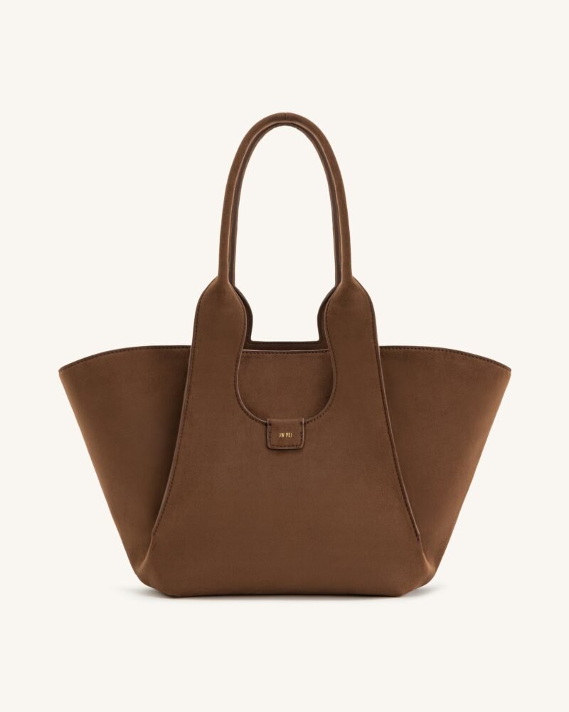 Cara Faux Suede Tote Bag - Mocha Brown - Image 1