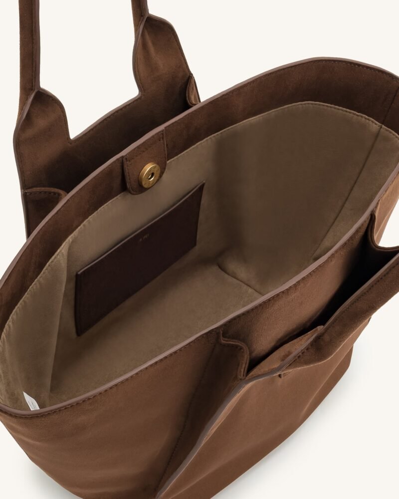 Cara Faux Suede Tote Bag - Mocha Brown - Image 4