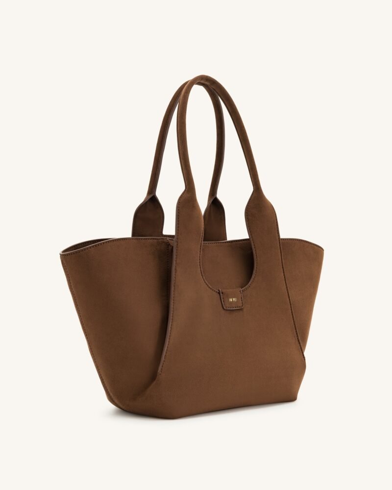 Cara Faux Suede Tote Bag - Mocha Brown - Image 2