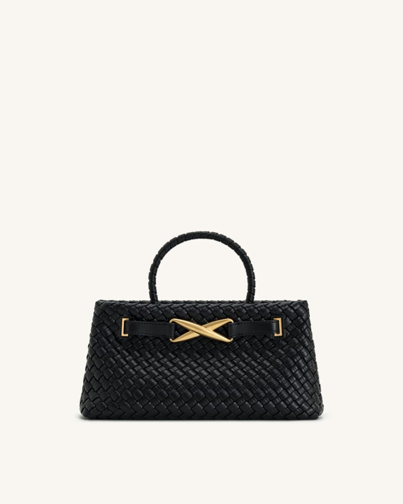 Elora Woven Tote Bag - Black - Image 1