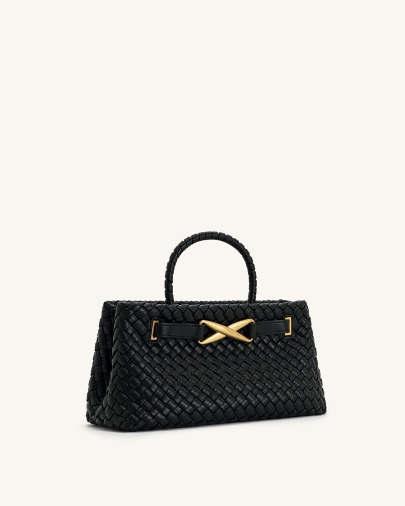 Elora Woven Tote Bag - Black - Image 2
