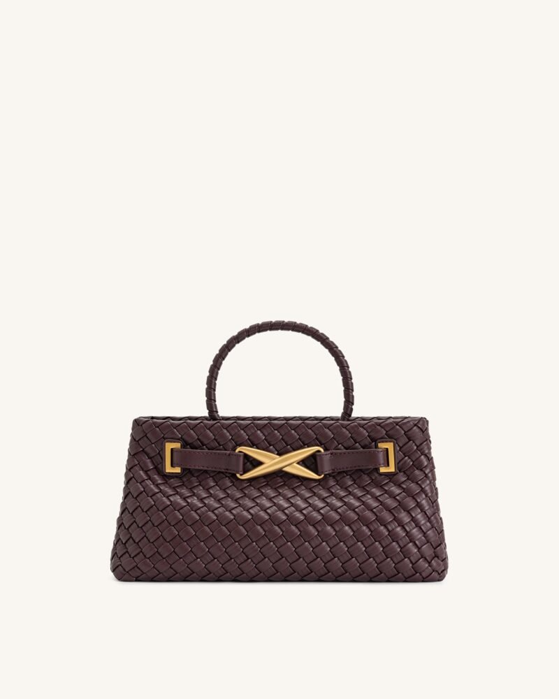 Elora Woven Tote Bag - Deep Burgundy - Image 1