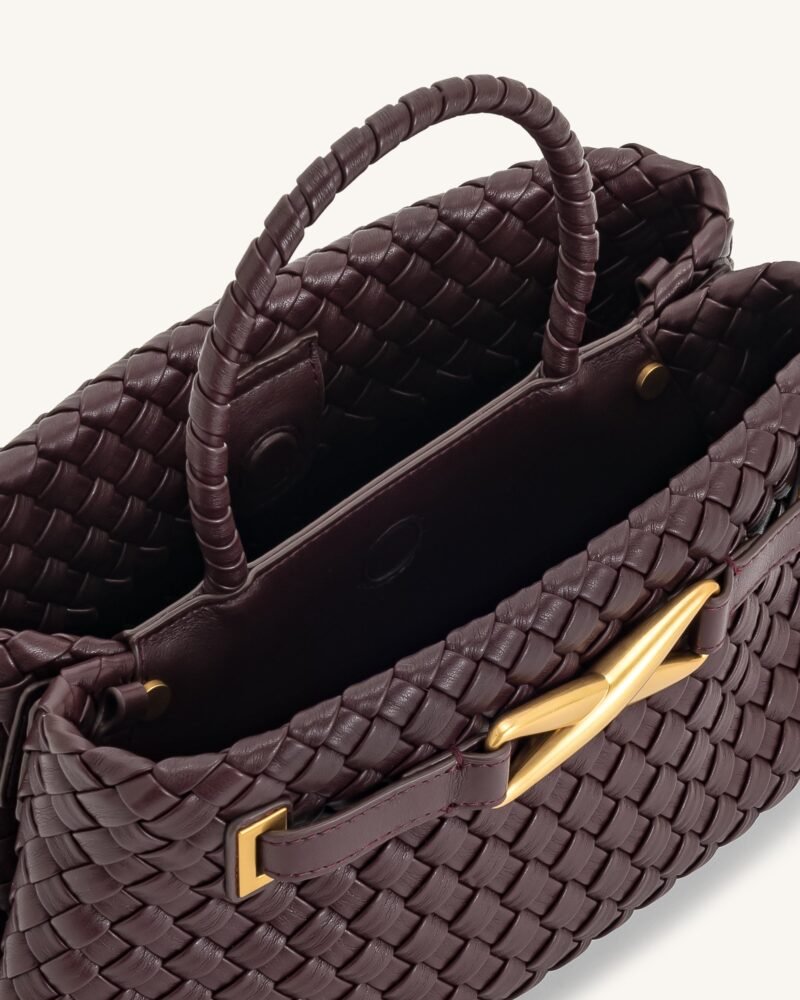 Elora Woven Tote Bag - Deep Burgundy - Image 4