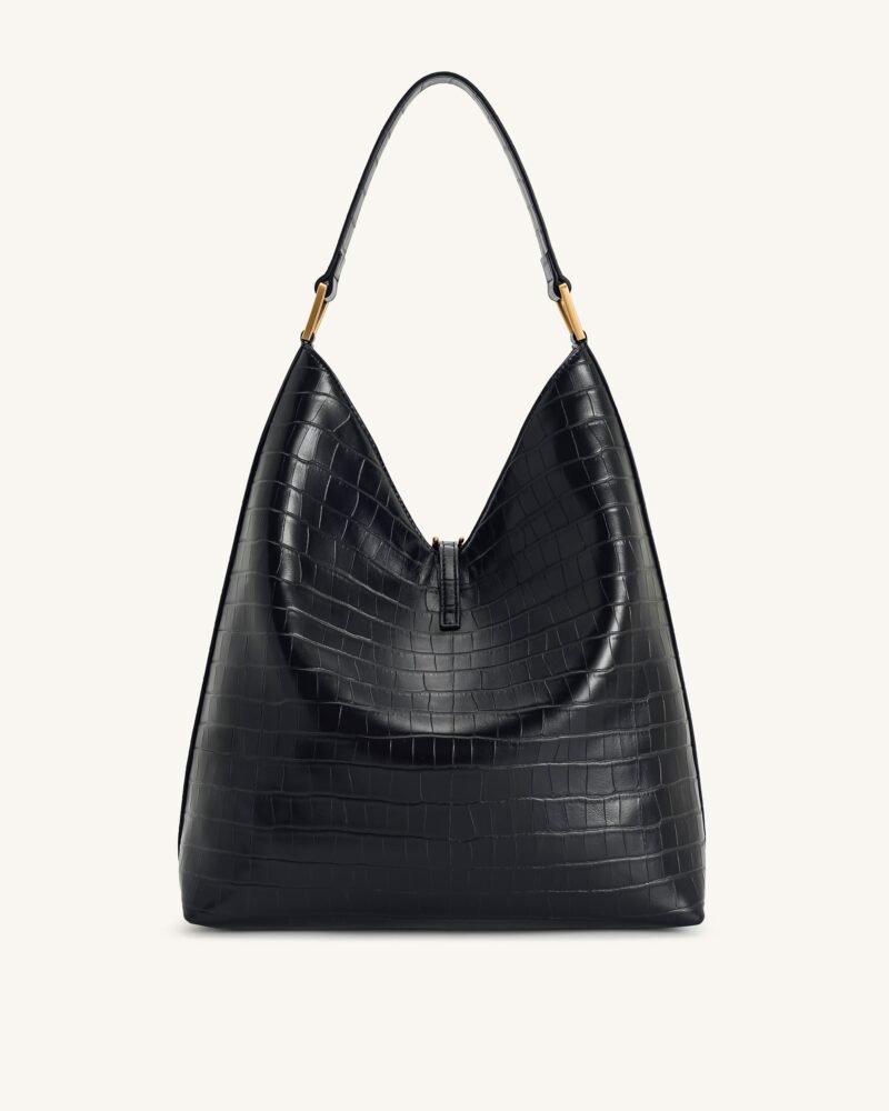 Aria Shoulder Bag - Black Croc - Image 3