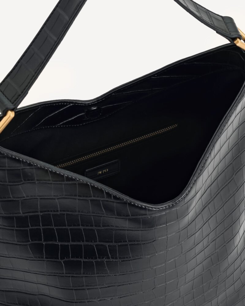 Aria Shoulder Bag - Black Croc - Image 4