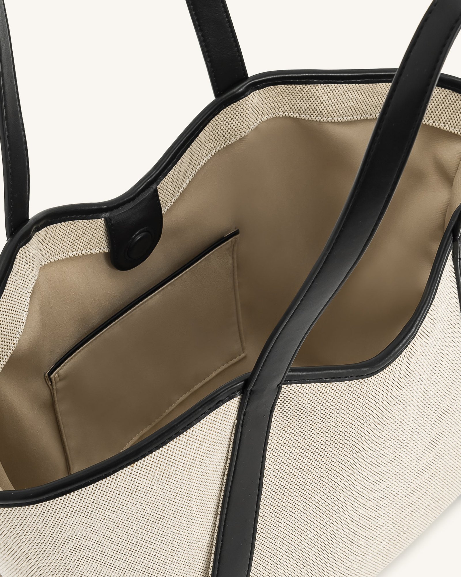 8T032-12-INSIDE Kiana Large Capacity Tote Bag - Black Canvas - Image 4