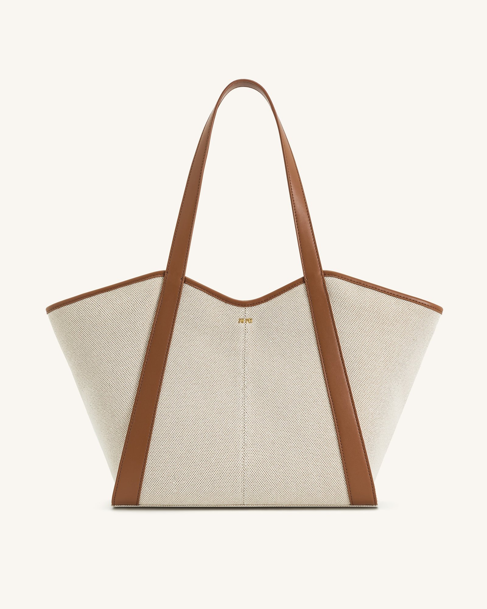 8T032-32-FRONT Kiana Large Capacity Tote Bag - Brown Canvas - Image 1
