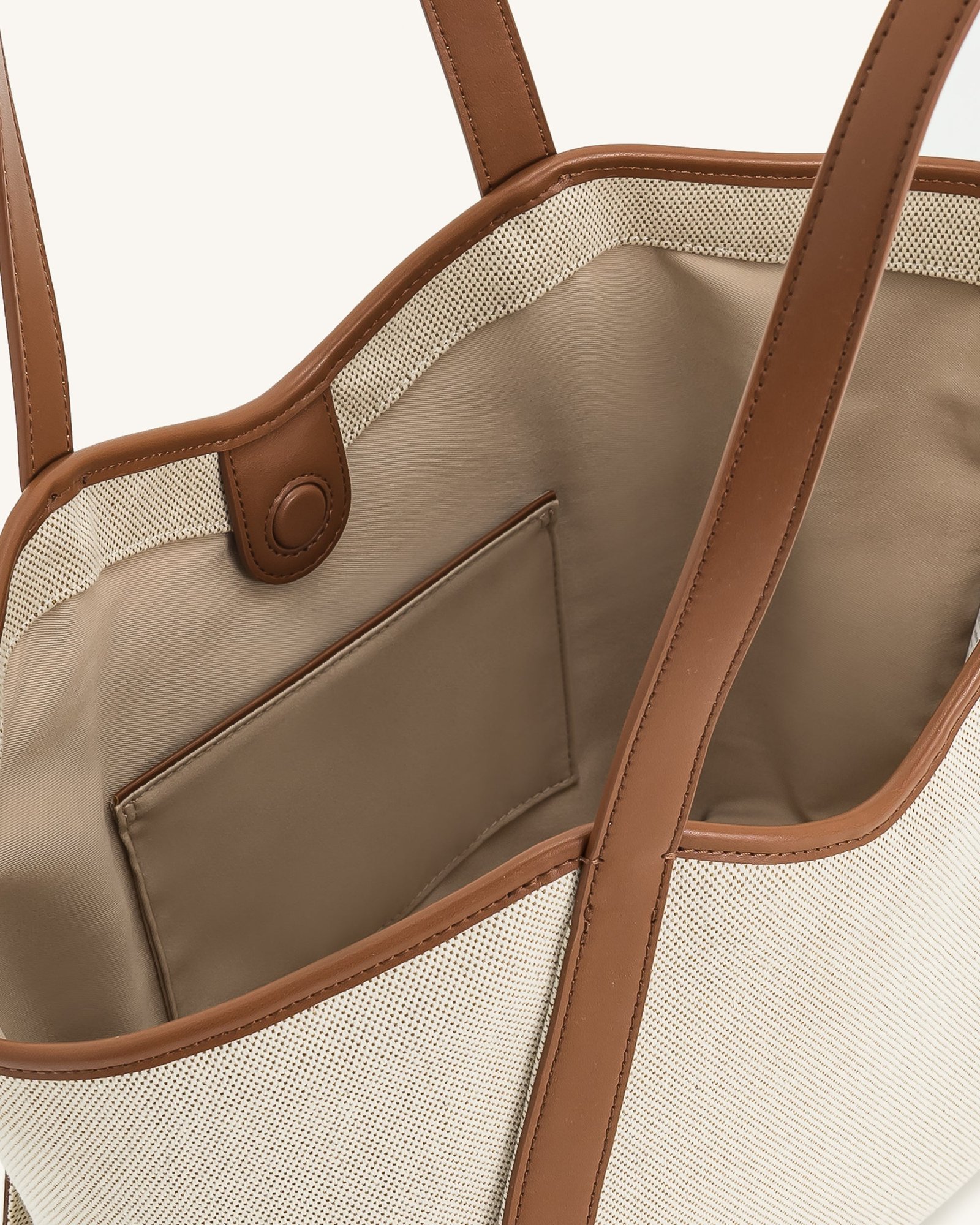 8T032-32-INSIDE Kiana Large Capacity Tote Bag - Brown Canvas - Image 4