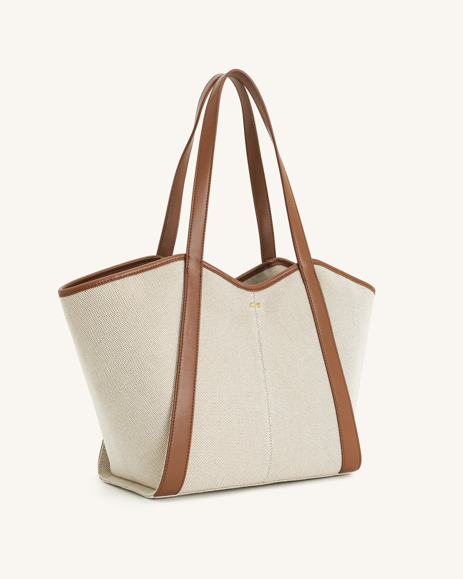 8T032-32-SIDE Kiana Large Capacity Tote Bag - Brown Canvas - Image 2