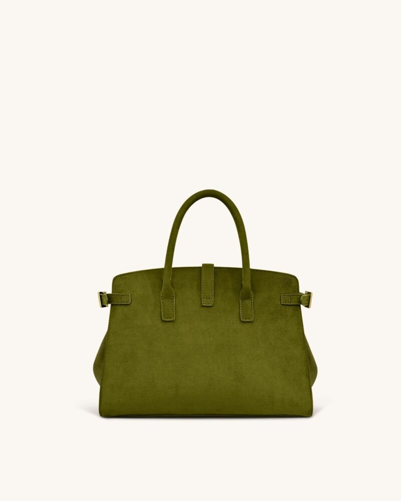 Saige Faux Suede Tote Bag - Olive Green - Image 3