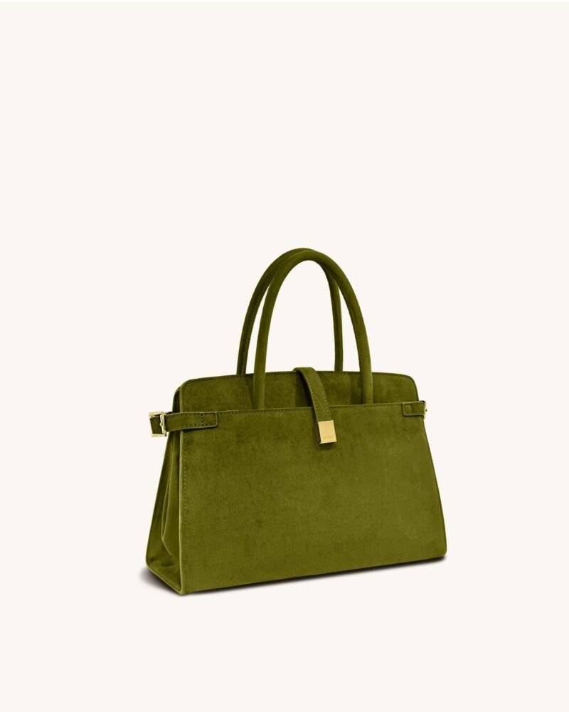 Saige Faux Suede Tote Bag - Olive Green - Image 2