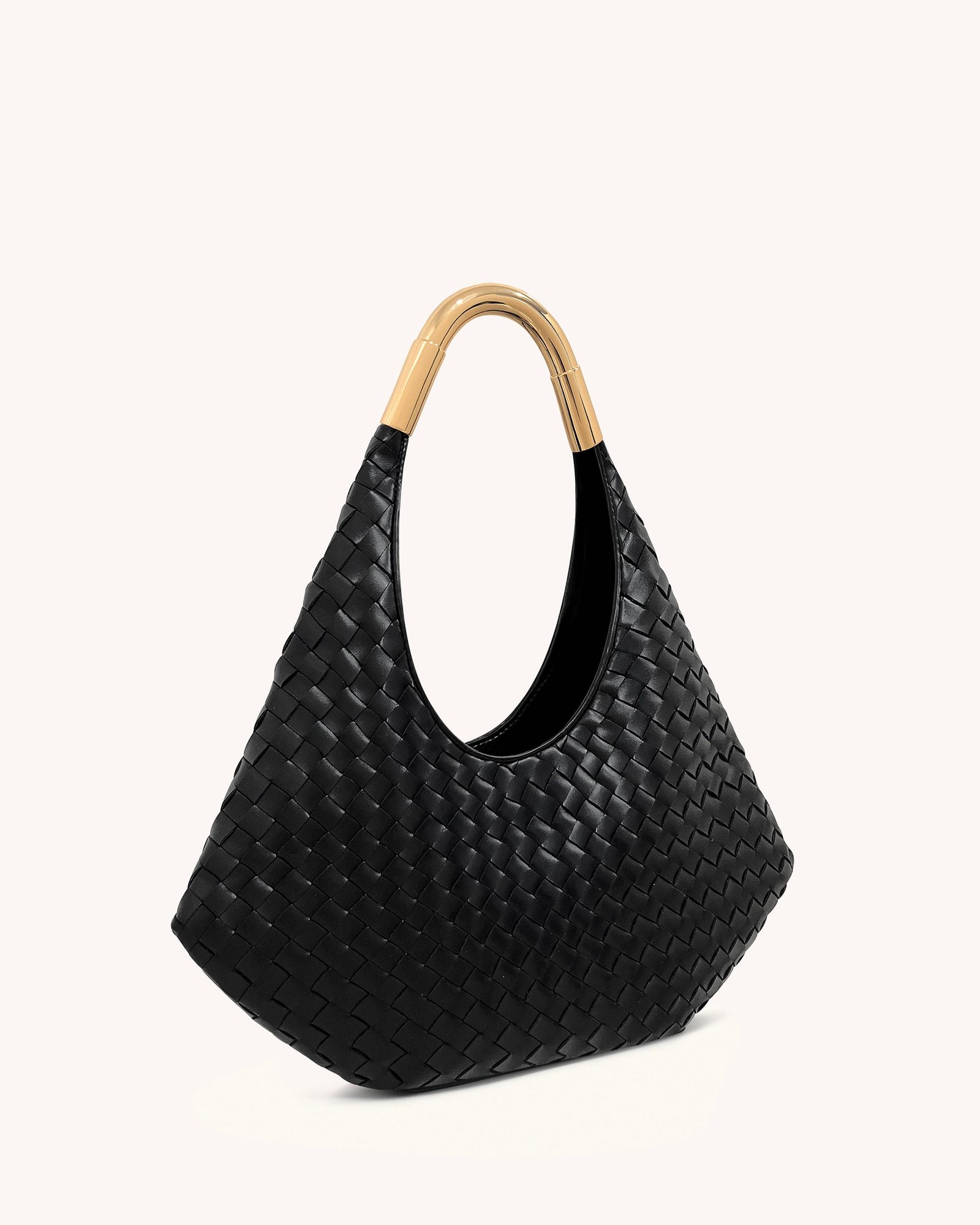 8T059-1_4_1db94fd3-fb64-4ce9-a0a7-867722fbb29a Olivia Hand-Woven Metal Handle Hobo Bag - Black - Image 2