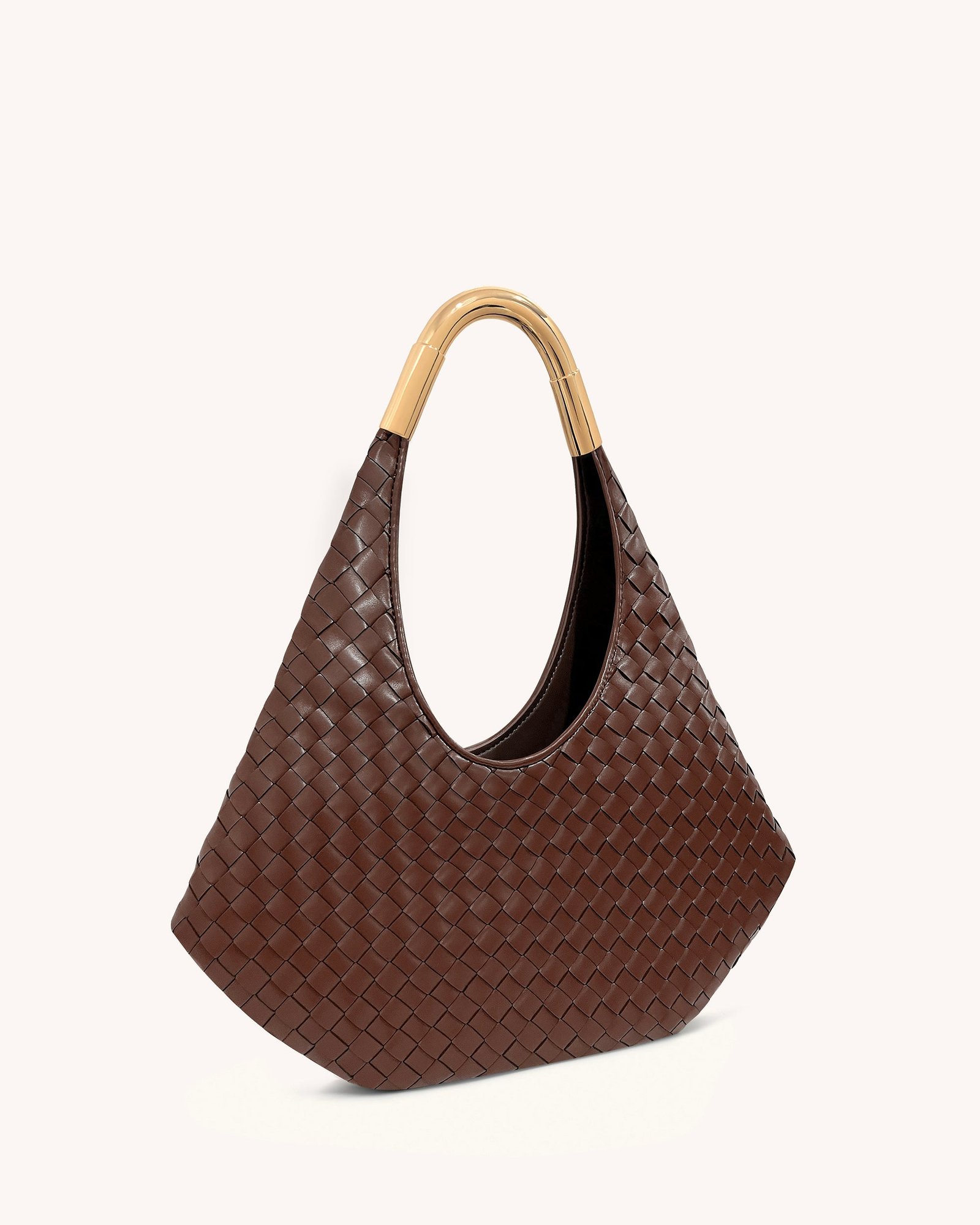 8T059-3_4_11e91ba7-812e-4ed1-9f91-8a905ca8b89d Olivia Hand-Woven Metal Handle Hobo Bag - Brown - Image 2