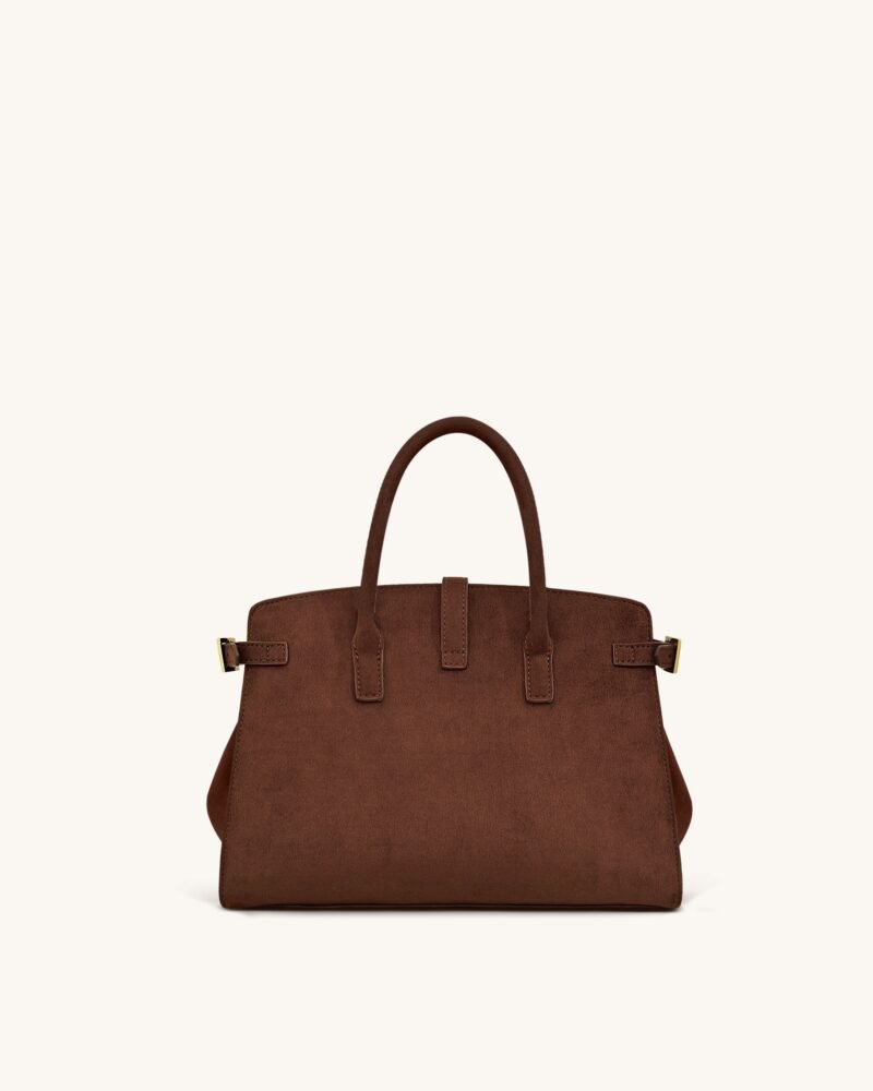 Saige Faux Suede Tote Bag - Brown - Image 3