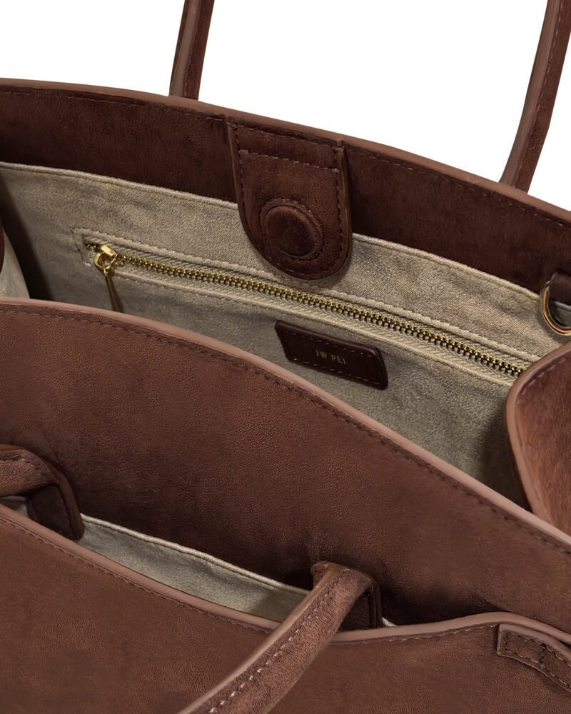 Saige Faux Suede Tote Bag - Brown - Image 4