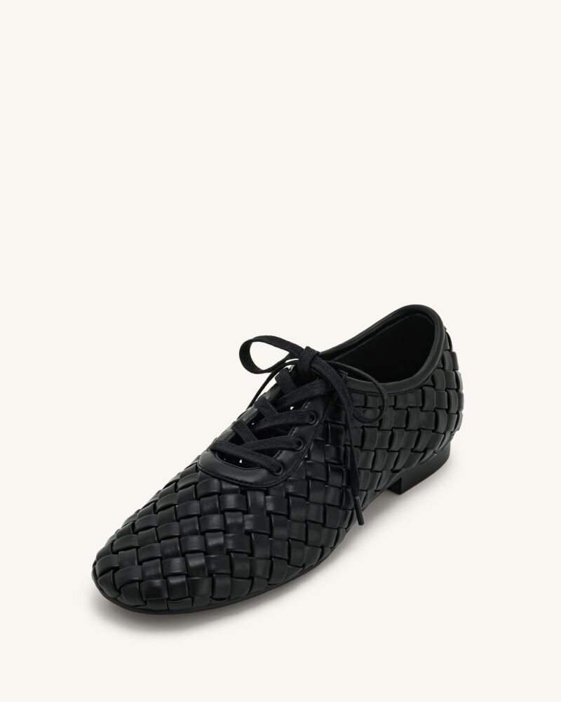 Kayla Weave Strap Flat Shoes - Black - Image 6