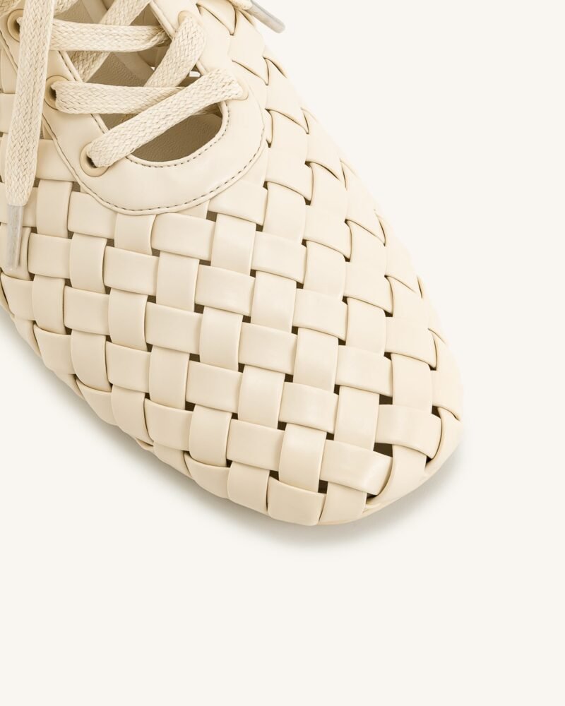 Kayla Weave Strap Flat Shoes - Beige - Image 5