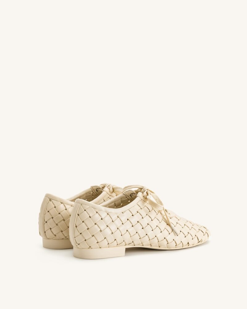 Kayla Weave Strap Flat Shoes - Beige - Image 4