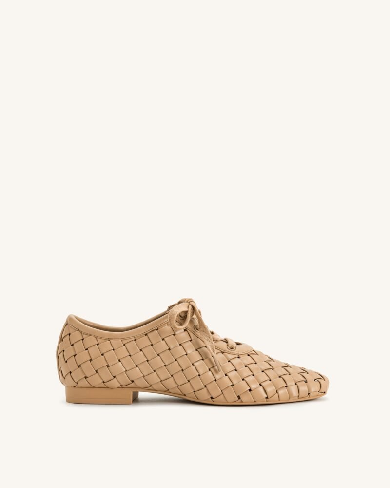 Kayla Weave Strap Flat Shoes - Apricot - Image 1