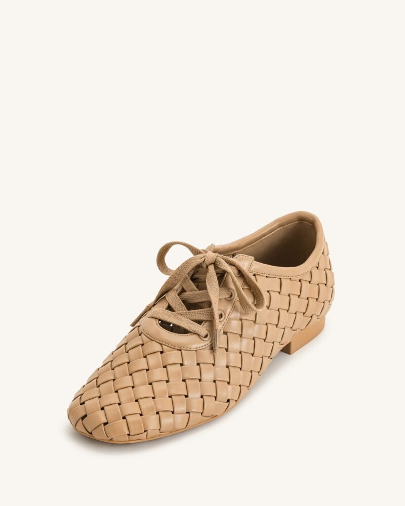 Kayla Weave Strap Flat Shoes - Apricot - Image 5