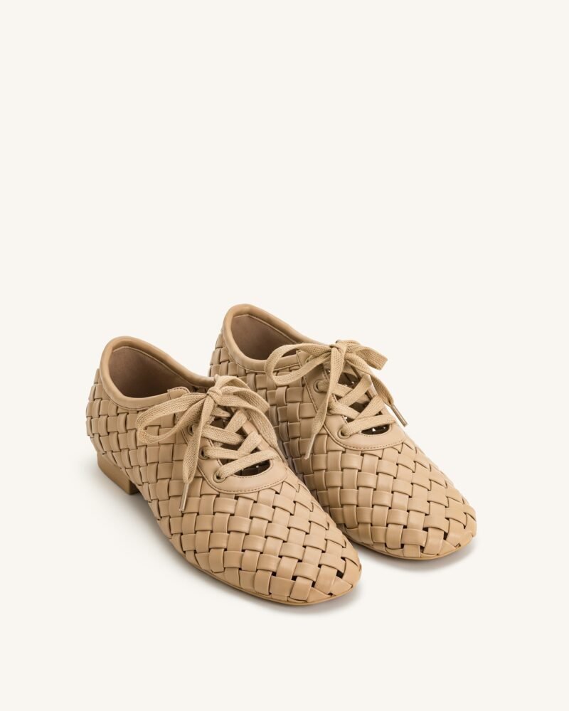 Kayla Weave Strap Flat Shoes - Apricot - Image 2