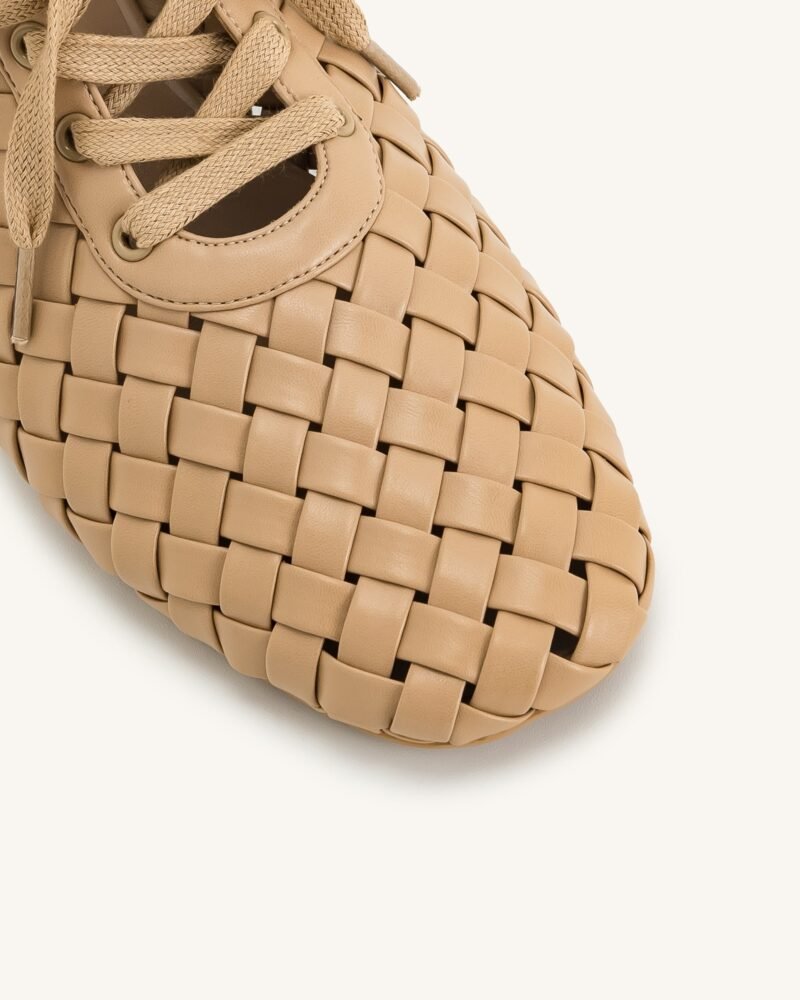 Kayla Weave Strap Flat Shoes - Apricot - Image 4