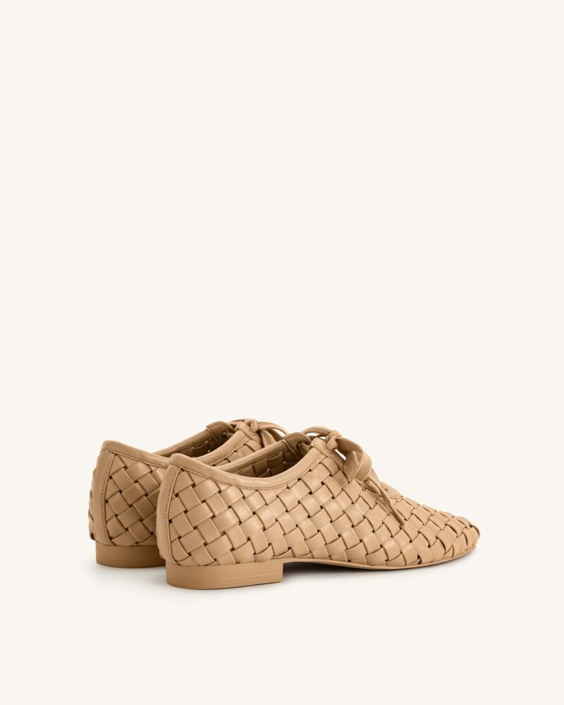 Kayla Weave Strap Flat Shoes - Apricot - Image 3