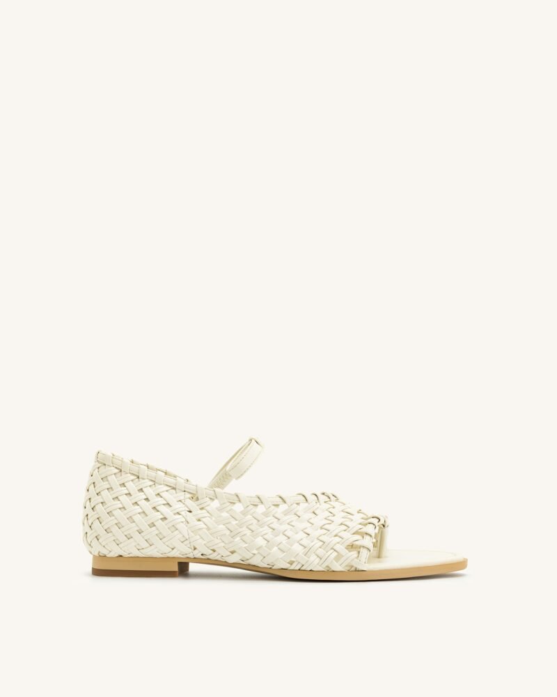 Jocelyn Weave Strap Flip-flops - Beige - Image 1