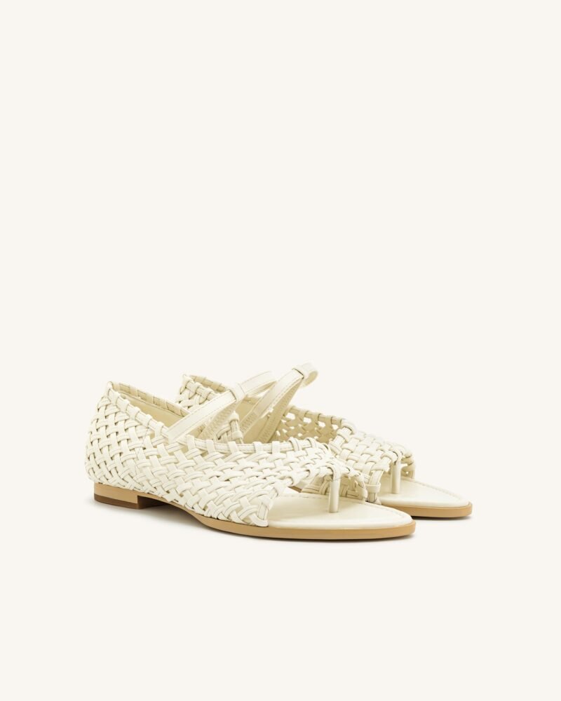 Jocelyn Weave Strap Flip-flops - Beige - Image 2