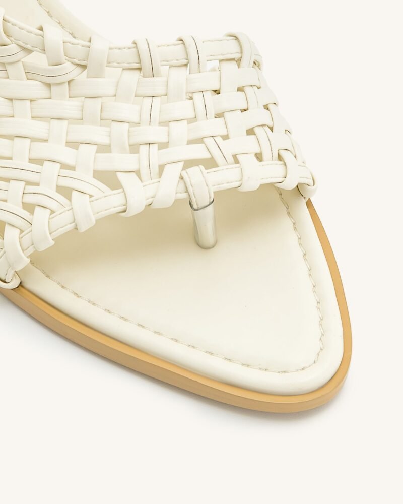 Jocelyn Weave Strap Flip-flops - Beige - Image 4