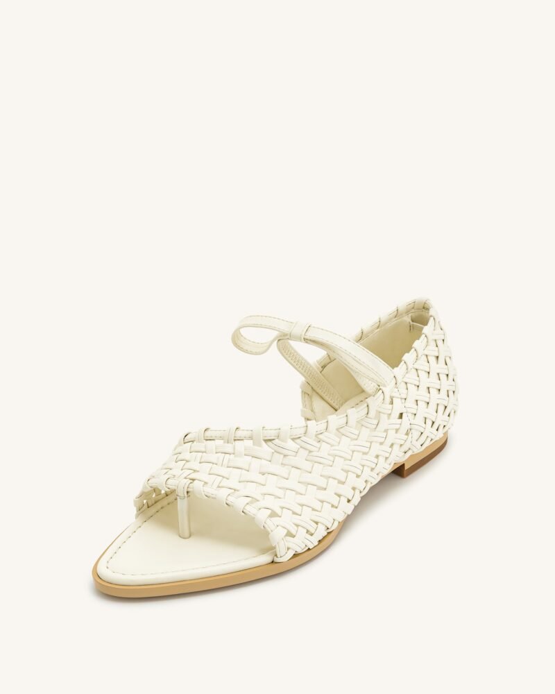 Jocelyn Weave Strap Flip-flops - Beige - Image 5